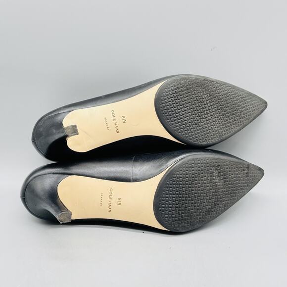 Cole Haan Shoes Womens 8.5 Black Leather Grand Ambition Pumps Pointed Toe Heels - Picture 10 of 13